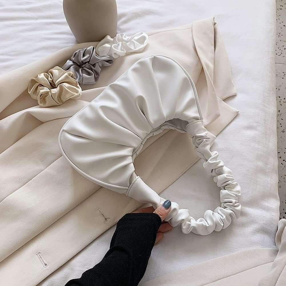 Style Y2K Gabbi Chic Pouch Bag Vegan Leather Vintage Hobo Handbag Fashionable for Women White