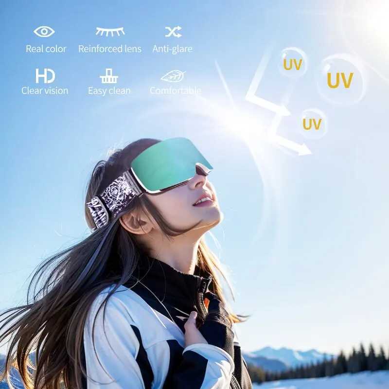 Professional ski goggles double-layer lens anti fog anti UV lens anti fog UV400 skiing high-definition large size CL241010