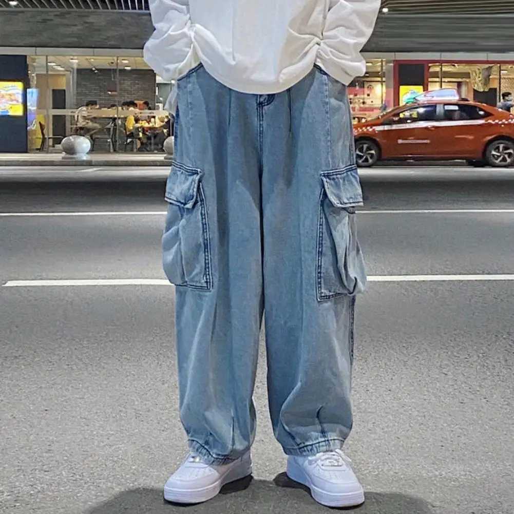 Vintage Baggy Jeans Trousers Male Denim Pants Wide Leg Pants Mens Jeans Oversize Cargo Pants Korean Streetwear Hip Hop HarajukuX241009