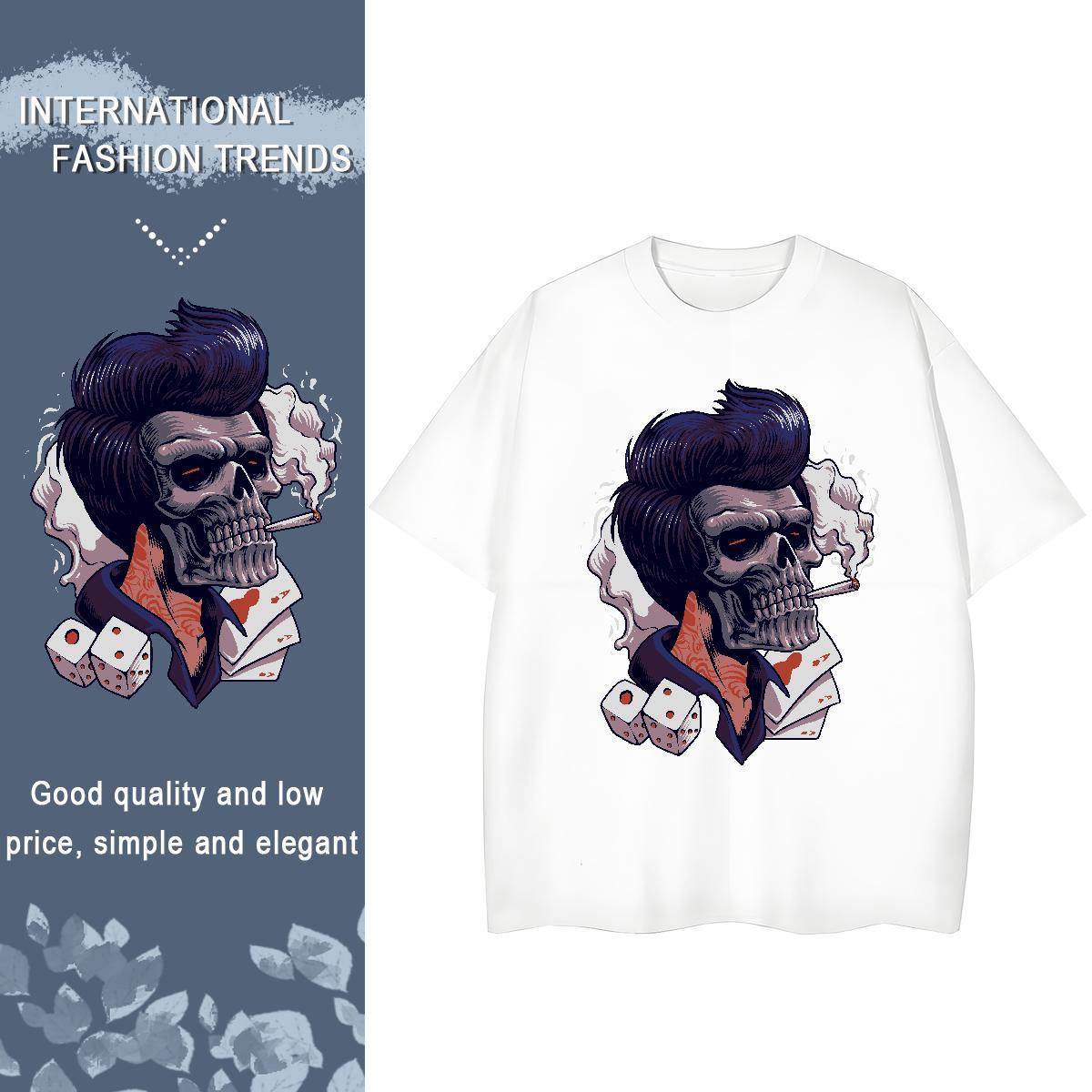 Brand Men T Shirts 230g Cotton skull Anime Printing Street DIY Anime Breathable Crew Neck Men Clothes T-Shirt Designer Tees Shirts