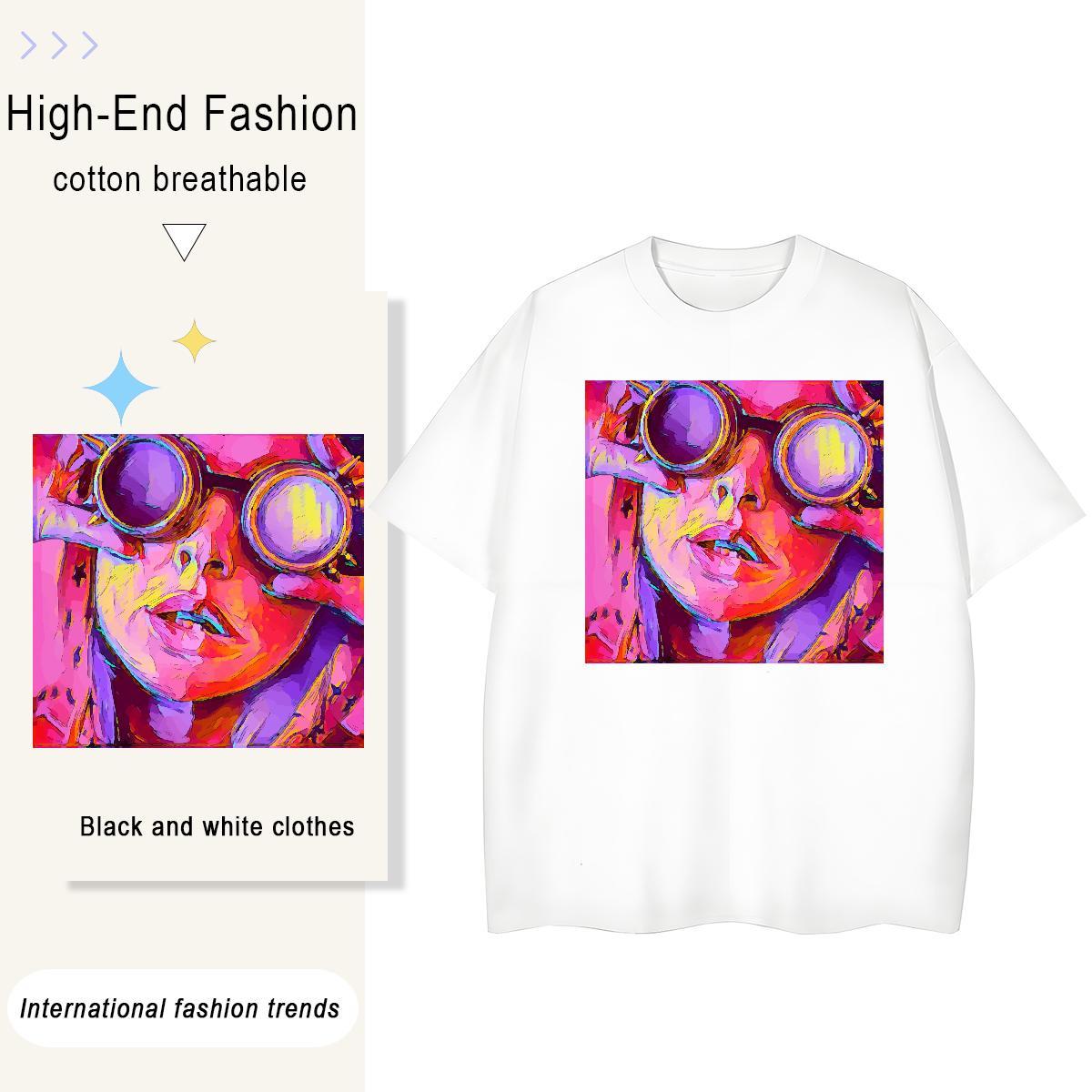 2024 Designer T Shirt For Woman 230g 100% Cotton Breathable Short Sleeve Summer Casual portrait Woman Tshirt Soft Custom Cartoon Tops