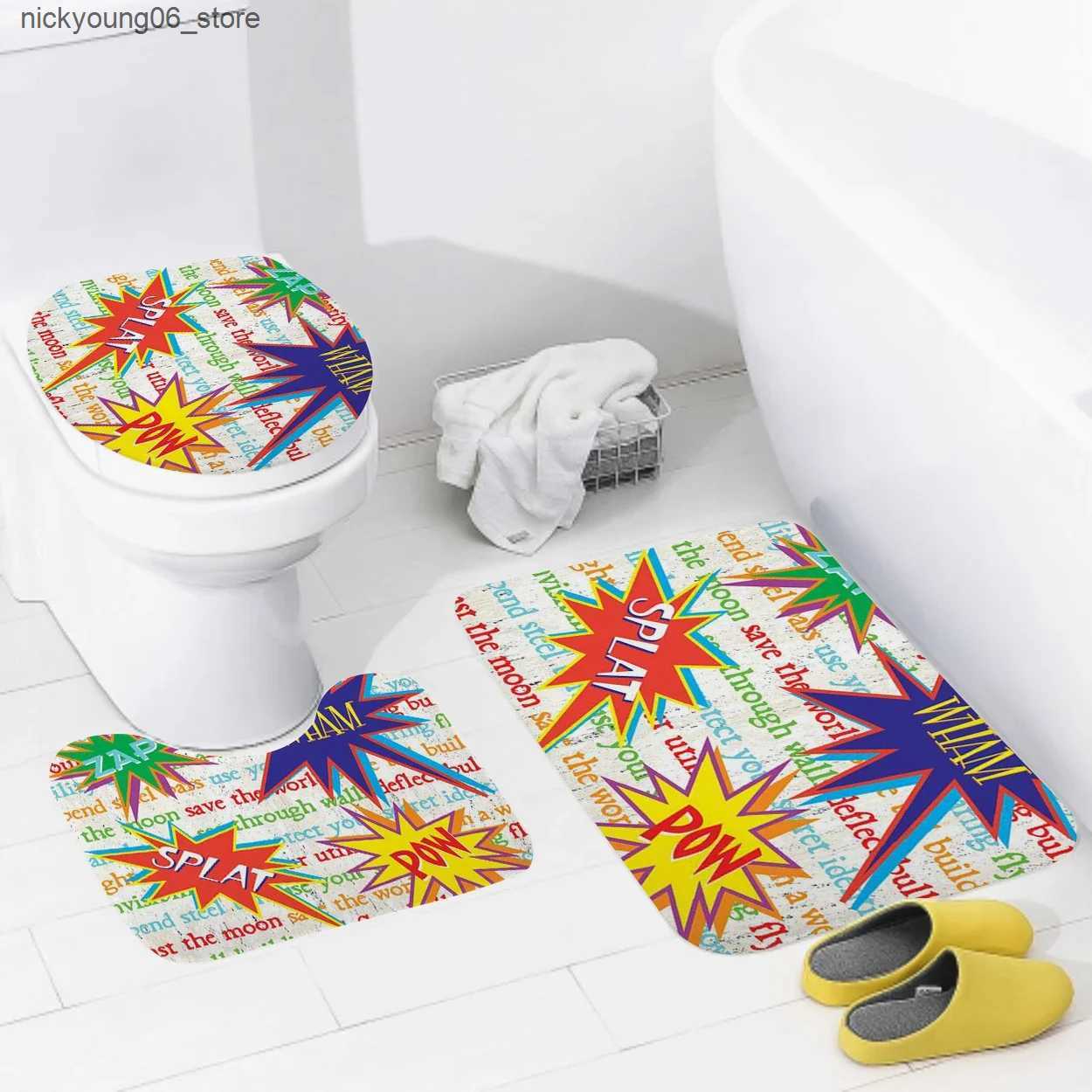 Non-Slip Bath Mats Non slip shower mat bathroom carpet shower retro pattern decoration water absorbing bathtub carpet toilet cover decorative cover L2