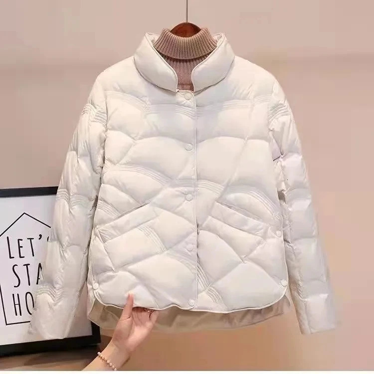 2024 Autumn Winter Down Cotton Jacket Female Short Coat Womens Stand Collar Loose Warm Puffer Jackets Parkas 240930