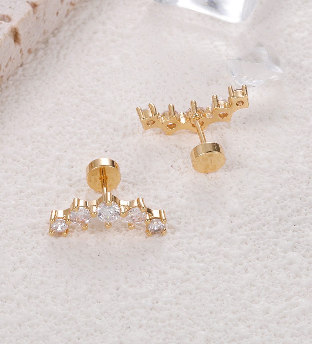 TUPMI 20G Cartilage Earrings for Women 14K Gold Stainless Steel Flat Back Cartilage Stud Earrings for Sensitive Ear Leaf Opal CZ Handmade Helix