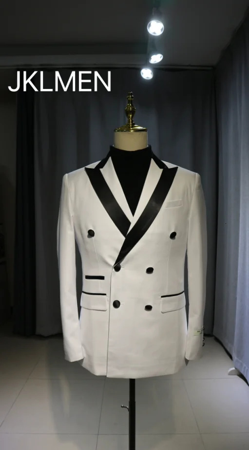 Customized White Double breasted Mens Collar Tailcoat Ultra Thin Fit Mens Two Piece Promotion Set 241009