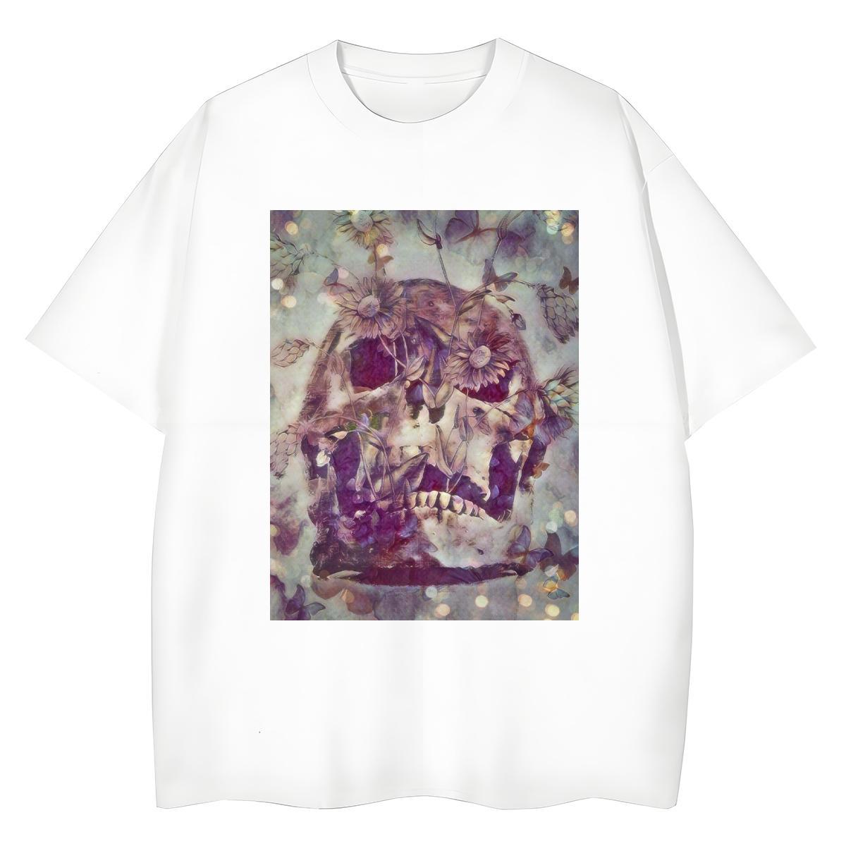 Popular Man T Shirts 230g 100% Cotton skull Spring Summer Cartoon Printing M-4XL Short Sleeve O-Neck Men Clothes T-Shirt Fashion Tops Shirt