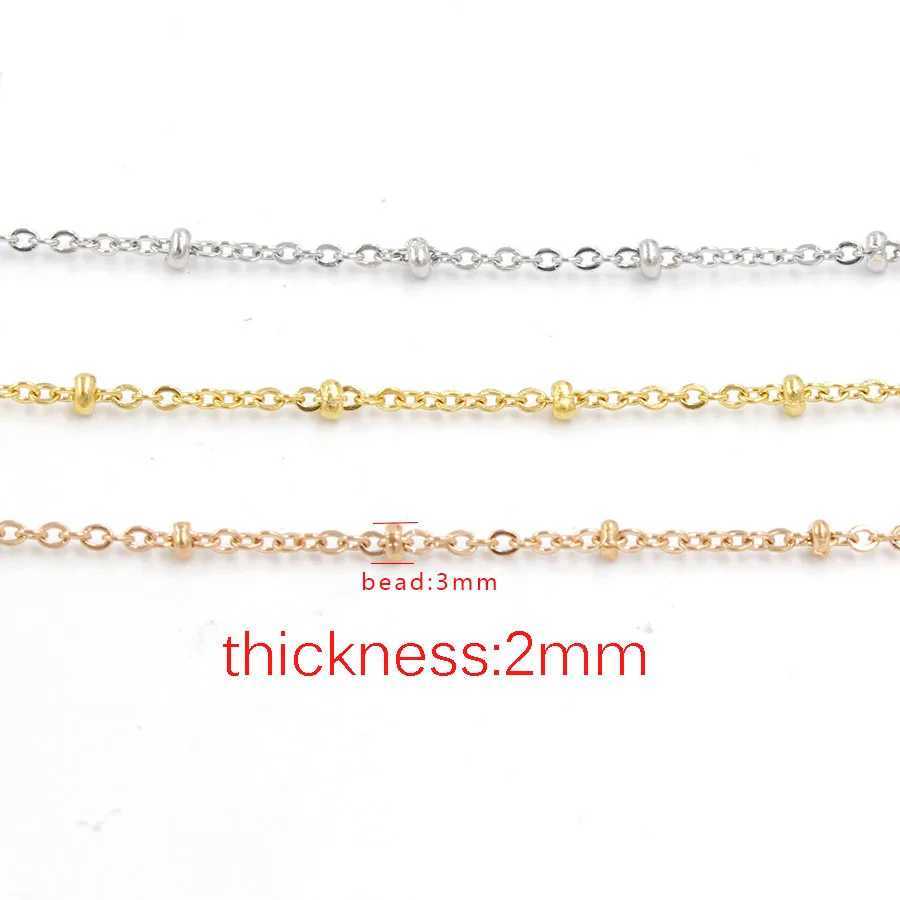 304 Stainless Steel 1.5mm 2mm Wide Chain 45cm 50cm 55cm 60cm Bead NecklaceX241010