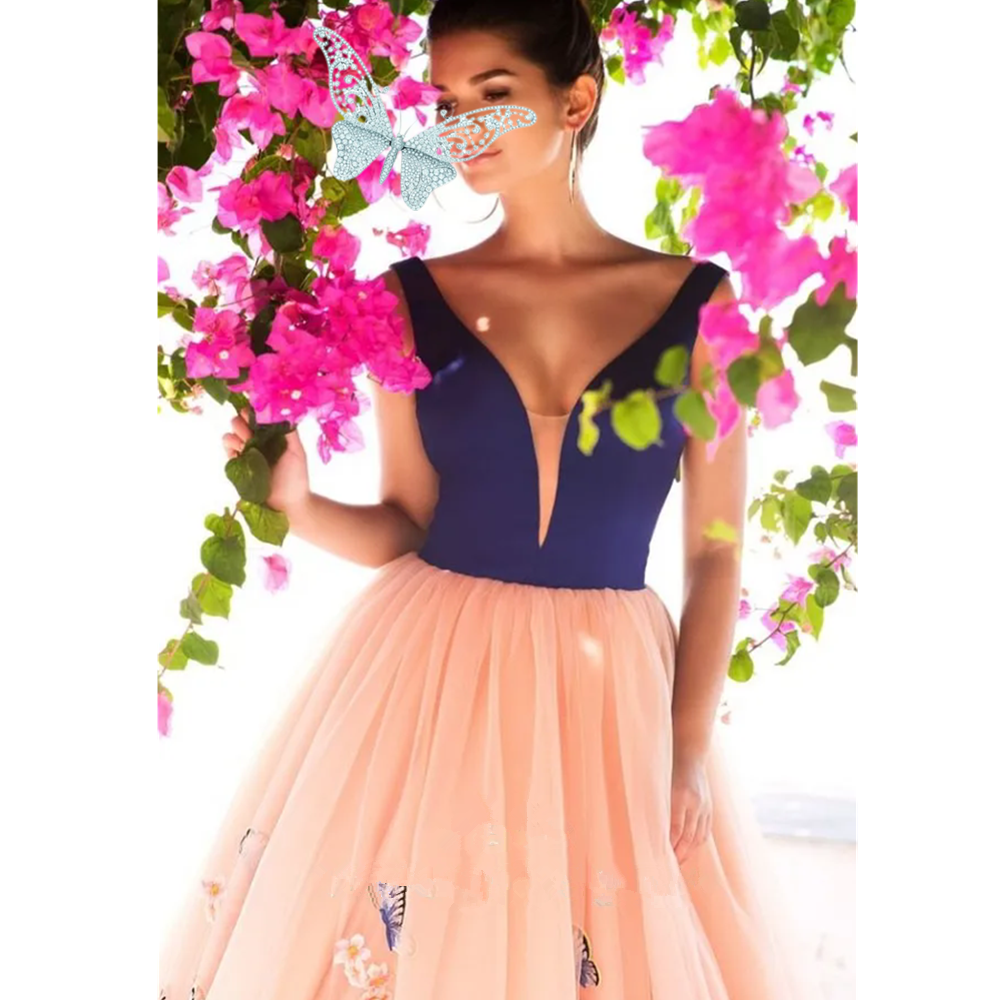 Illusion Scoop Neck Puffy Sleeves Prom Dresses Lace Appliques Floor Length Pageant Evening Gowns Robe De Femmes Formal Women Party Gown Plus Size 01