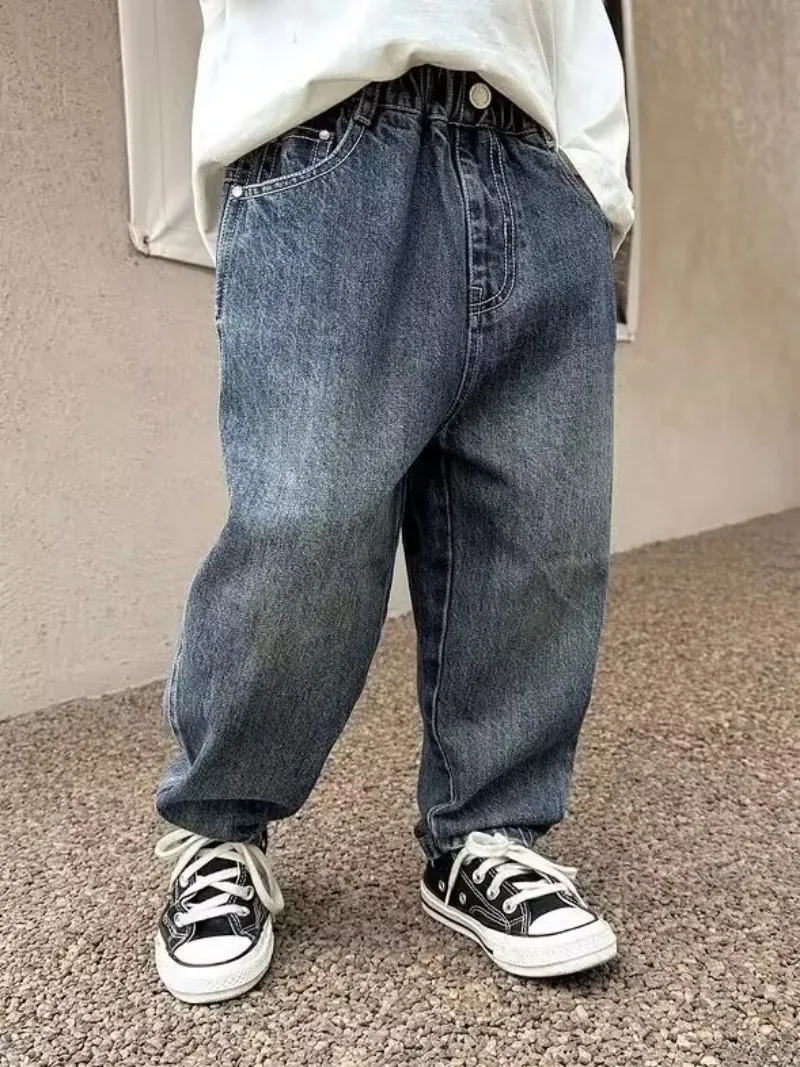 Boys jeans spring childrens loose pants denim childrens handmade autumn pants 3 5 7 8 9 years 241008