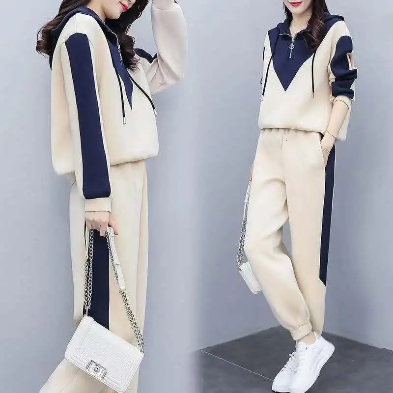 Fashion Tracksuit 2piece AutumnWinter Zipper JacketPants Sportswear Womens Sweatshirt 241007