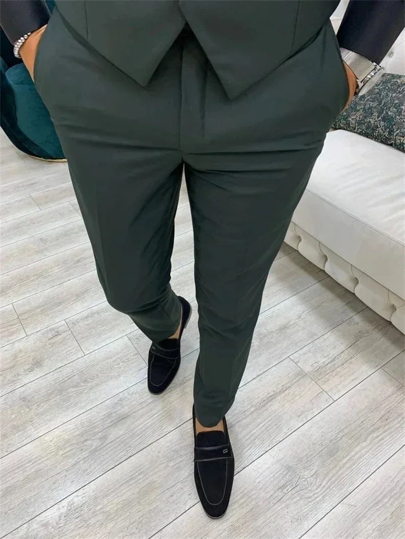 3 Pcs Wedding Tuxedos Men Suit Peak Lapel Terno Slim Fit Groom Prom Man Blazer Formal Jacket With Pant Vest 2024