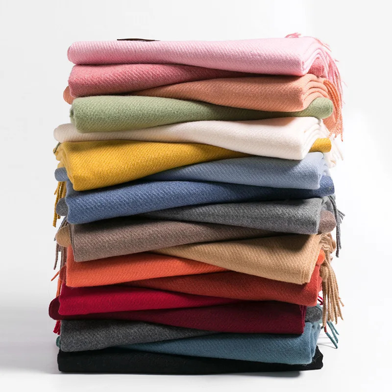 VISROVER 20 colors woman winter scarf fashion female shawls cashmere handfeeling winter wraps solid color winter hijab Gift 241009