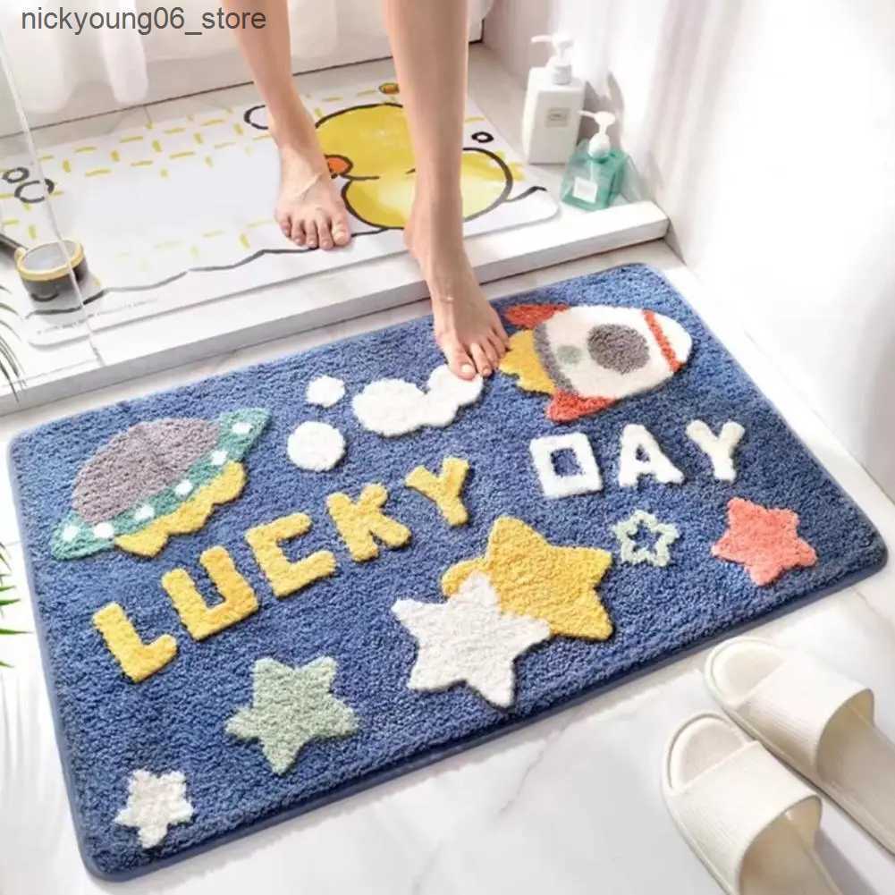 Non-Slip Bath Mats Imitation Cashmere Floor Mat Bathroom Anti Slip Floor Mat Cute Simple Doormat Bedroom Living Room Absorbent Rug Home Decoration L24