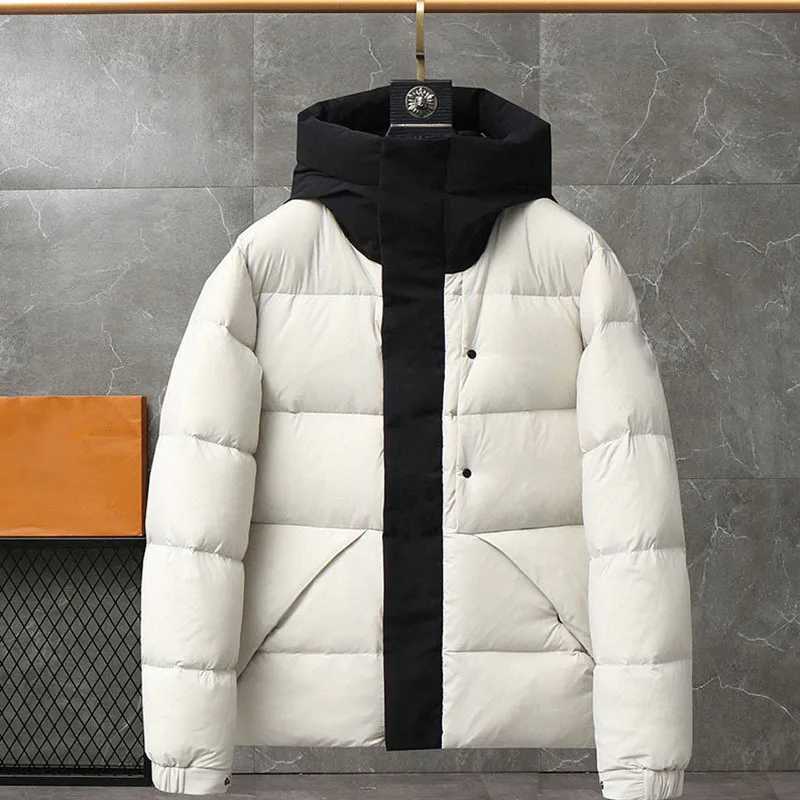 Men's Down Parkas New hooded motorcycle jacket for winter thick windproof waterproof trendy and comfortable outdoor snowmobile short jacket Y2410