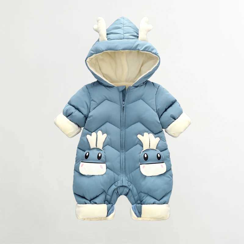 Down Coat 2024 New born Baby Girl clothes Winter Snowsuit Plus Velvet Thick Baby Boys Jumpsuit 0-3 Years Romper boy Overalls Toddler Coat H241010