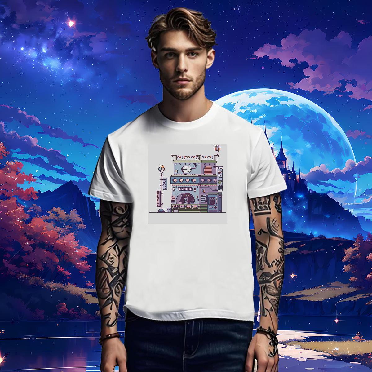 Loose T shirt 100% Cotton 230g robot Street Wear Oversized 3XL 4XL Short Sleeve O-Neck Tshirt for Man Woman New Designer Top Tees