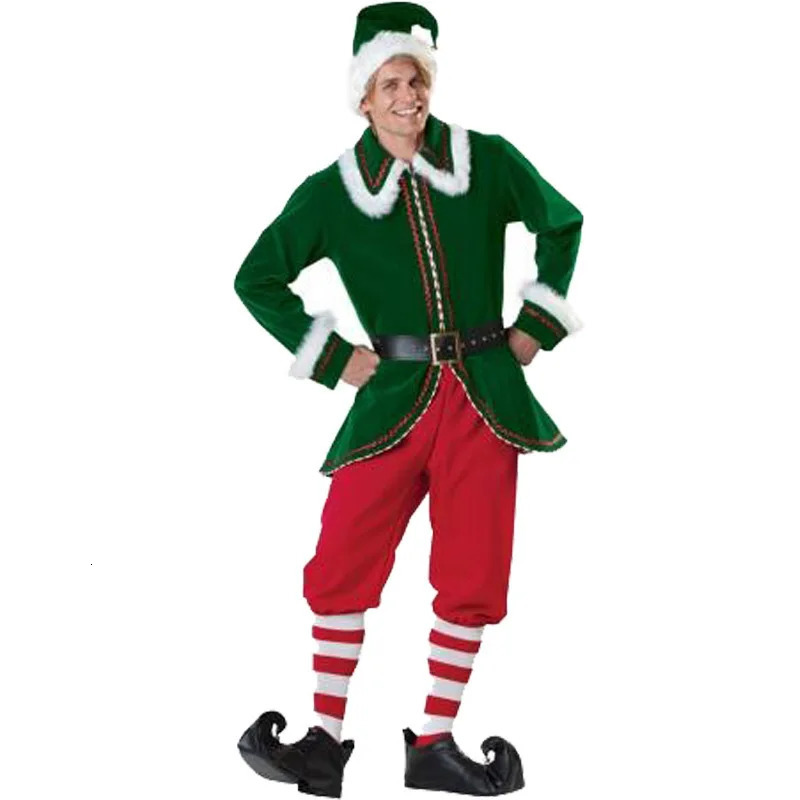 Male and female Christmas roleplaying Santa Claus couple costumes Green Elves Halloween party stage performance Friends gifts 241007