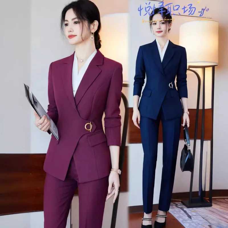 Womens business suit temperature goddess style custom suit formal suit hotel receptionist uniform beauty salon work uniform W241009