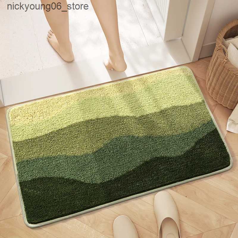 Non-Slip Bath Mats Bathroom Mat Flocked Quick-Drying Anti-Slip Simple Thicken Large Capacity Absorbent Water Bath Rug Soft Bathtub Side Carpet Mats L2