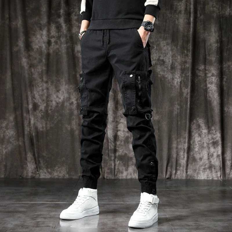Trouser mens ultra-thin autumn mens cargo pants khaki stacked aesthetic new print Techwear cotton cheap casual Emo loose long Y2k W241009