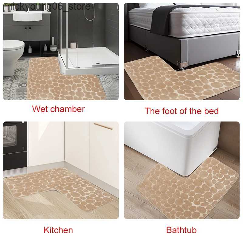 Non-Slip Bath Mats Bathroom RugL-Shaped Bath MatNon Slip Corner Shower MatWater Absorbent Soft Bath RugWashable Rug Carpet for Square Shower L240910
