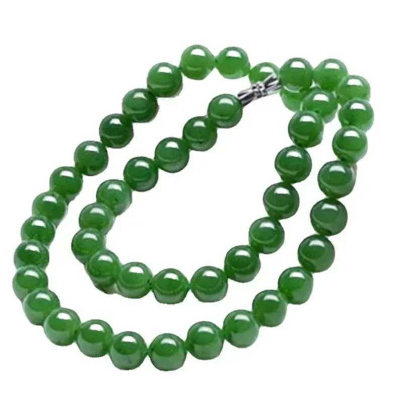 Natural Green Jade Beads Necklace Jadeite Jewelry Fashion Charm Accessories Hand-Carved Lucky Amulet Gifts for Women Her MenX241010