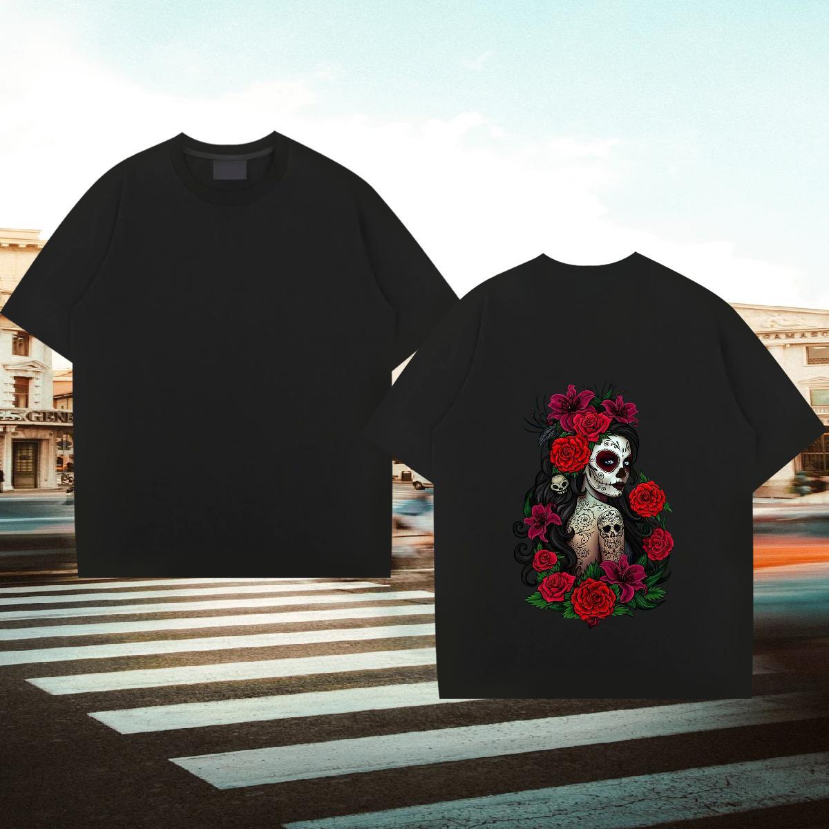 Loose Fit T Shirt For Man 230g 100% Cotton flower Street Casual Oversized Short Sleeve Soft Mens Tshirts Fashion Design Clothings