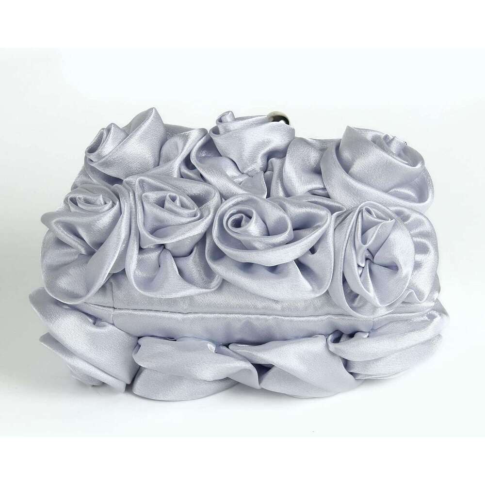 Missy K 7 Roses Clutch Purse, Satin, with Detachable Strap Money Clip