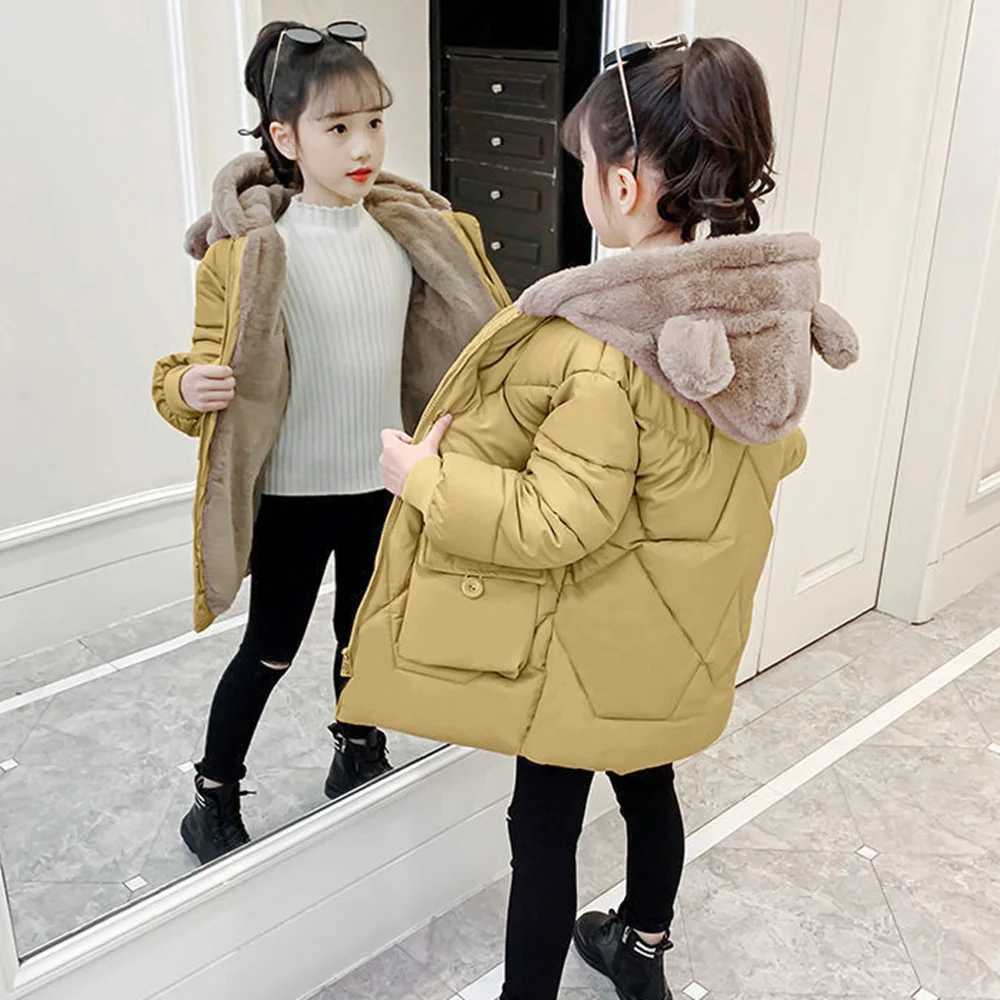 Down Coat -30 degrees Children Winter Down Cotton Jacket Plus velvet Girl Clothing s Clothes Thick Parka Hooded Coat Snowsuit Outerwear H241010