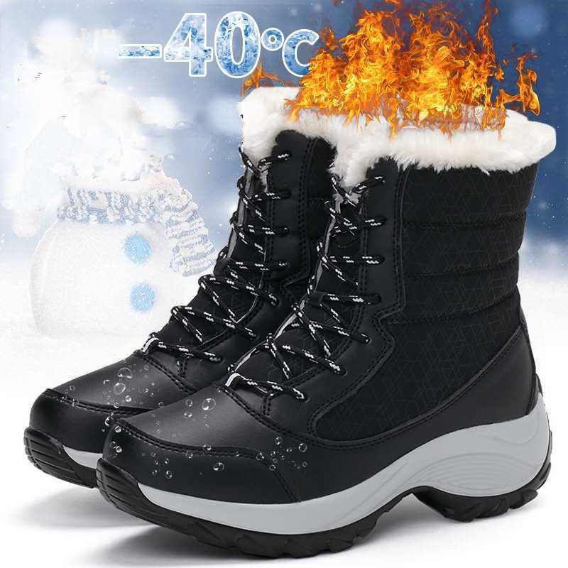 Women Boots Waterproof Heels Boots For Winter 2023 Tren Platform Ankle Boots Keep Warm Snow Shoes Plush Outdoor Short Boots Y241010