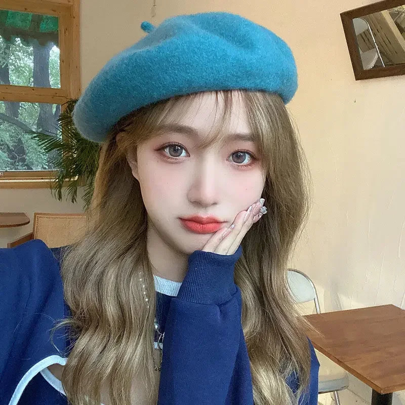 Winter 100% wool beret womens winter outdoor artist hat French pumpkin beret thick wool pumpkin hat 241007