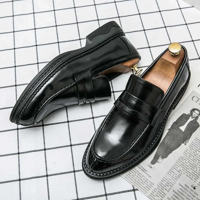 Premium Sier Business Mens Oxford Leather Brand Loafers Slip On High Quality Wedding Soft Sole Dress Shoes H240709 241122