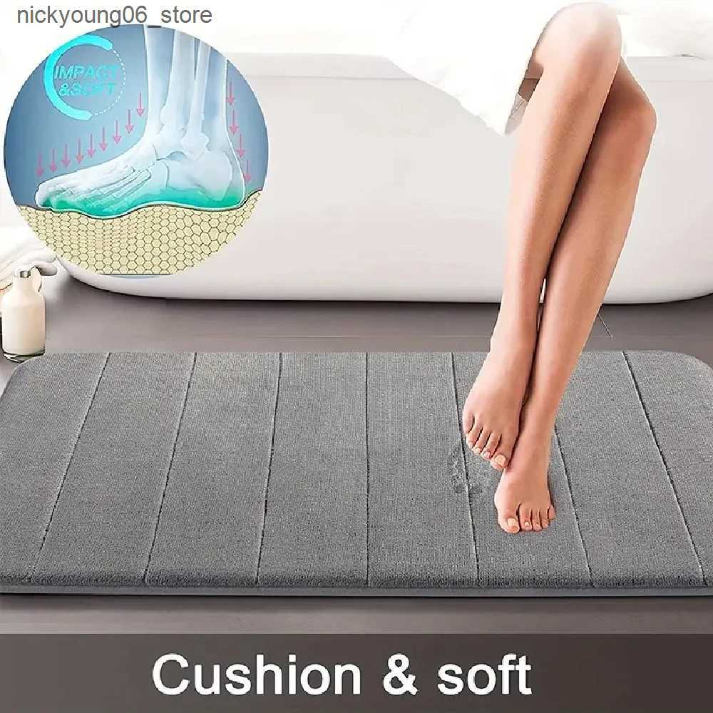 Non-Slip Bath Mats 3 Pcs Bathroom Rug Set Soft Foot Mat Absorbent Memory Foam Dry Fast Non-slip Floor Kitchen Shower Room Doormat Toilet Floor Mat L24