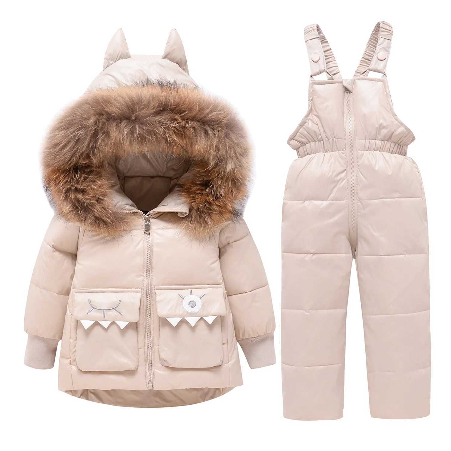 Down Coat -30 Children Warm Winter Down Jacket Parka Hooded Coat Boy Baby Overalls toddler Girl Clothes s Snowsuit Snow Clothing Set H241010