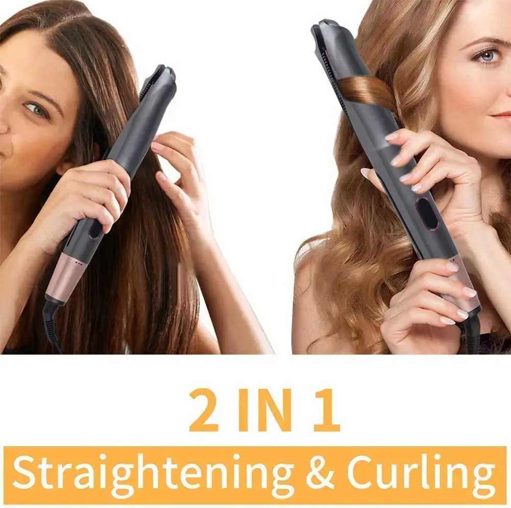 2 In 1 Twisted Hair Straightener and Curler Professional Flat Iron 3D Concave And Convex Titanium Plate Ionic Curling IronXJ241010