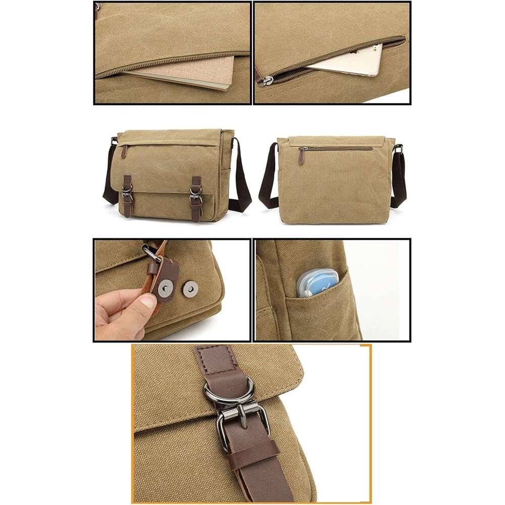 Messenger Canvas Vintage Bag Shoulder bag Leather Large Travel Crossbody bags for men women 15inch Laptop s wo