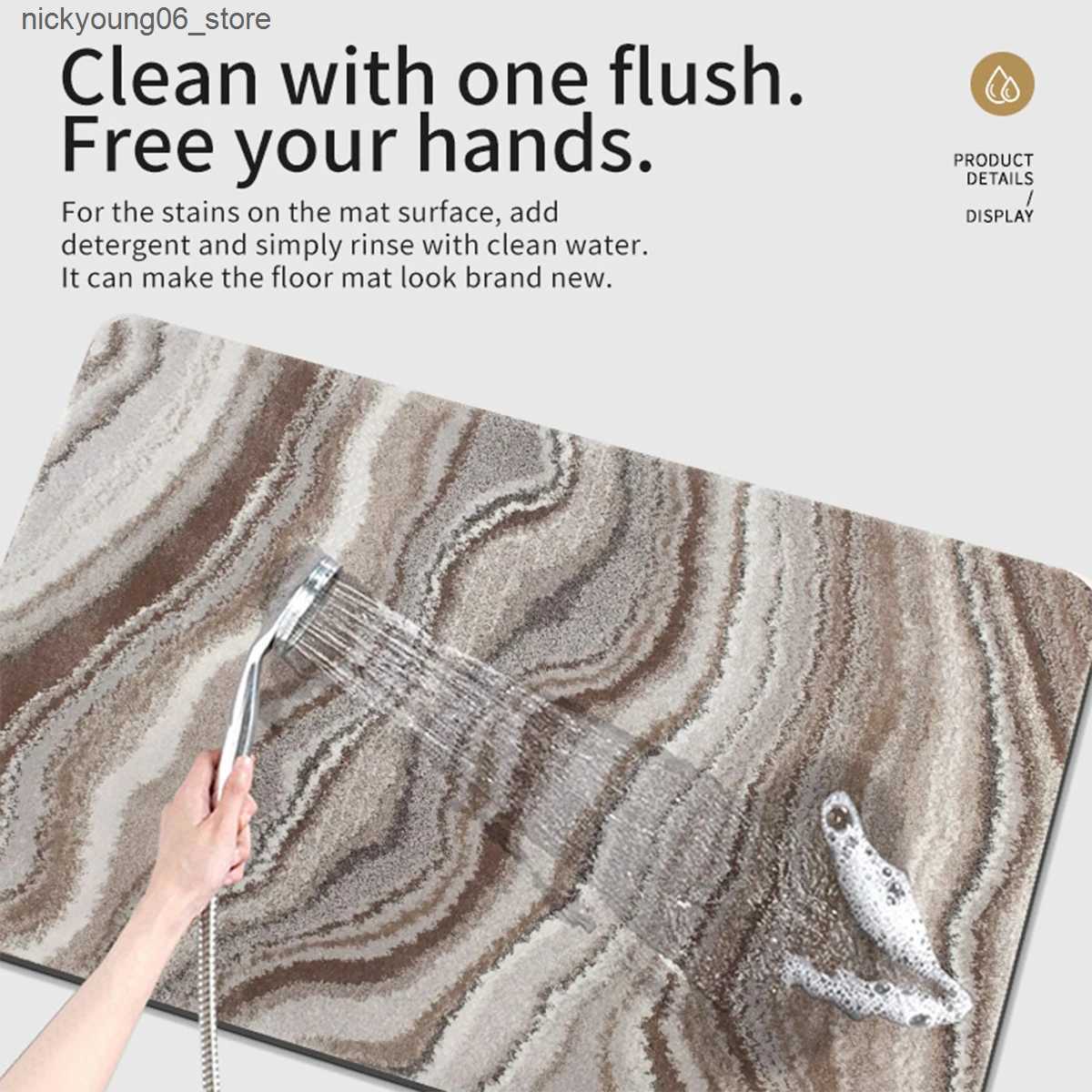Non-Slip Bath Mats Luxury Nordic Diatomite Bathroom Foot Mat Absorbent Bath Mats Non-slip Quick Dry Shower Rug Toilet Carpet Doormat Washable L240910