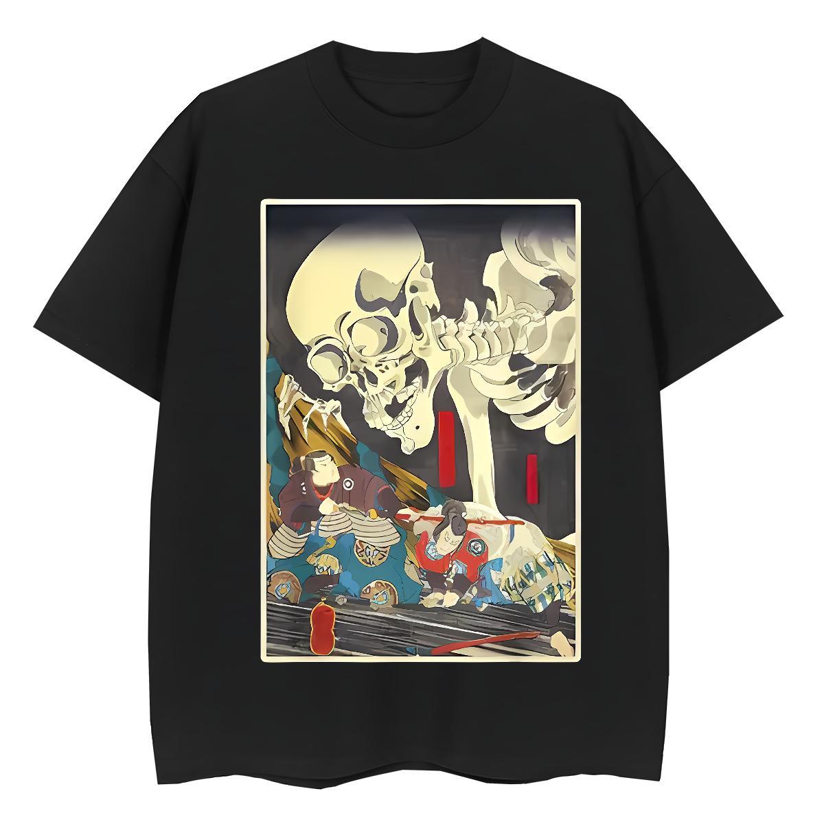 Fashion Casual Women T Shirts 230g 100% Cotton O Neck Short Sleeves High Street Hip Hop terror Womens Tshirts Unisex Anime Print Tees Shirts