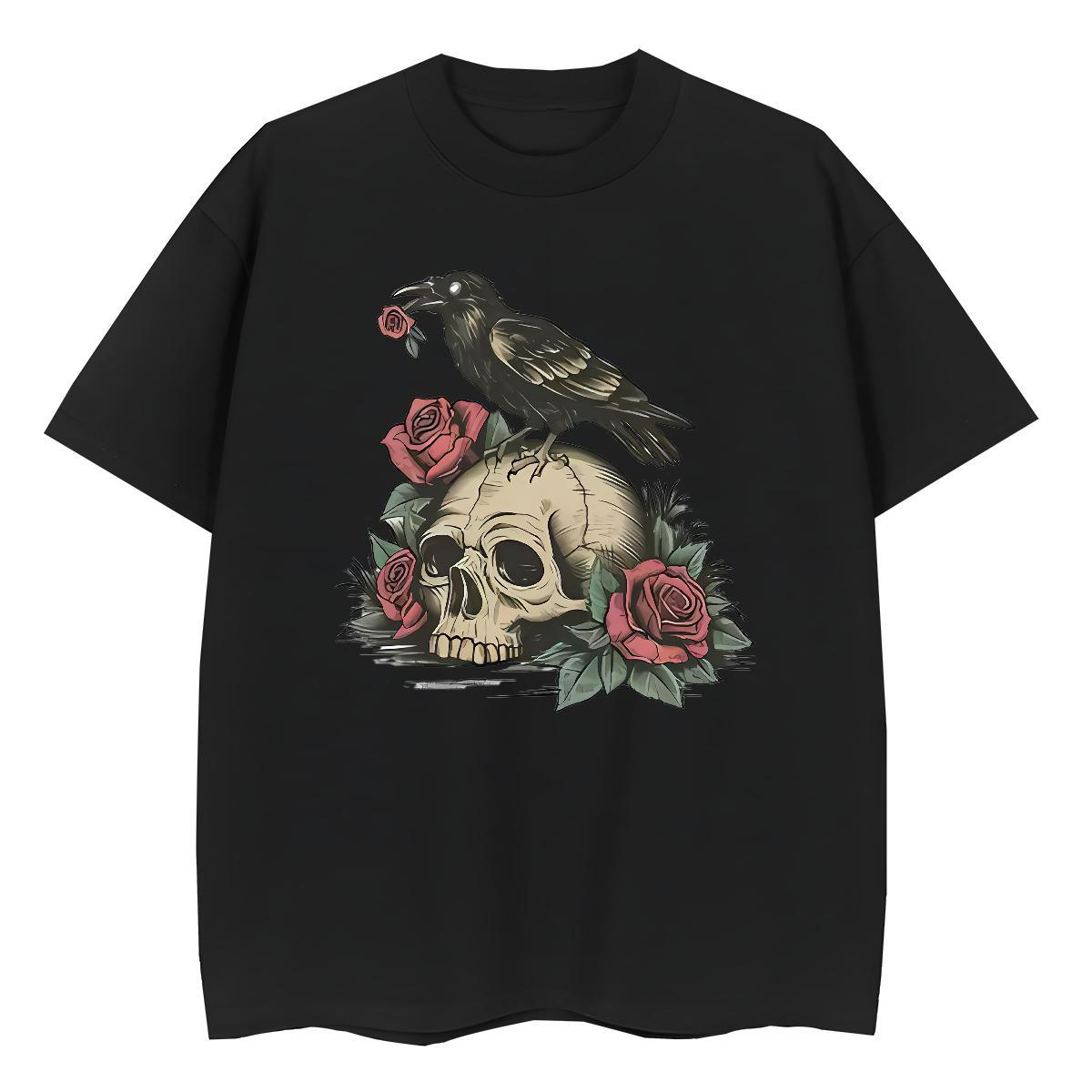 Fashion New T-Shirts for Women 230g 100% Cotton Breathable Hip Hop Street skull Tshirt for Man Woman Lady Custom Cartoon Clothes