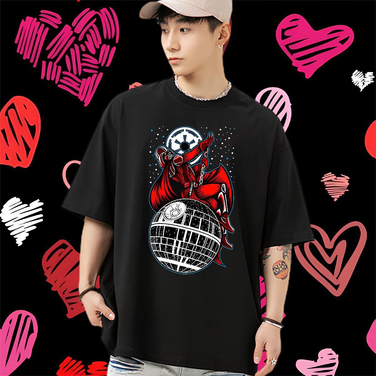 Loose T-Shirts 230g Cotton ET High Street Hip Hop DIY Printed Breathable Soft Men Tees New Designer Clothings
