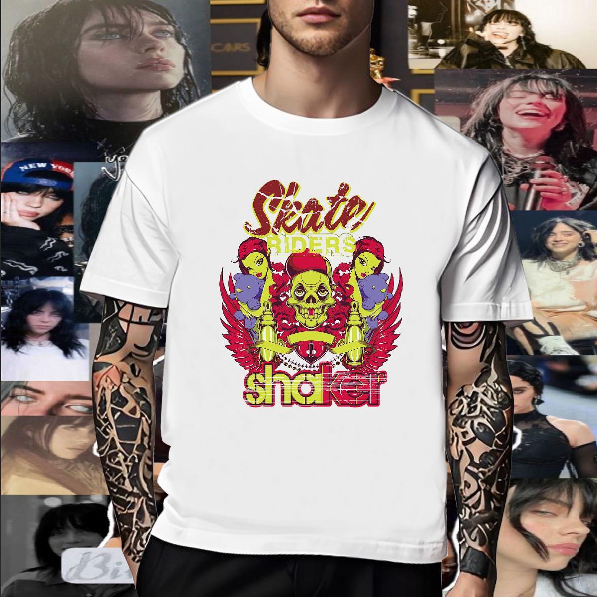 Loose T Shirt For Man 230g Pure Cotton skull Casual Daily Wear Anime Crew Neck Breathable Tshirt for Man Woman Fashion Designer Tops Tees