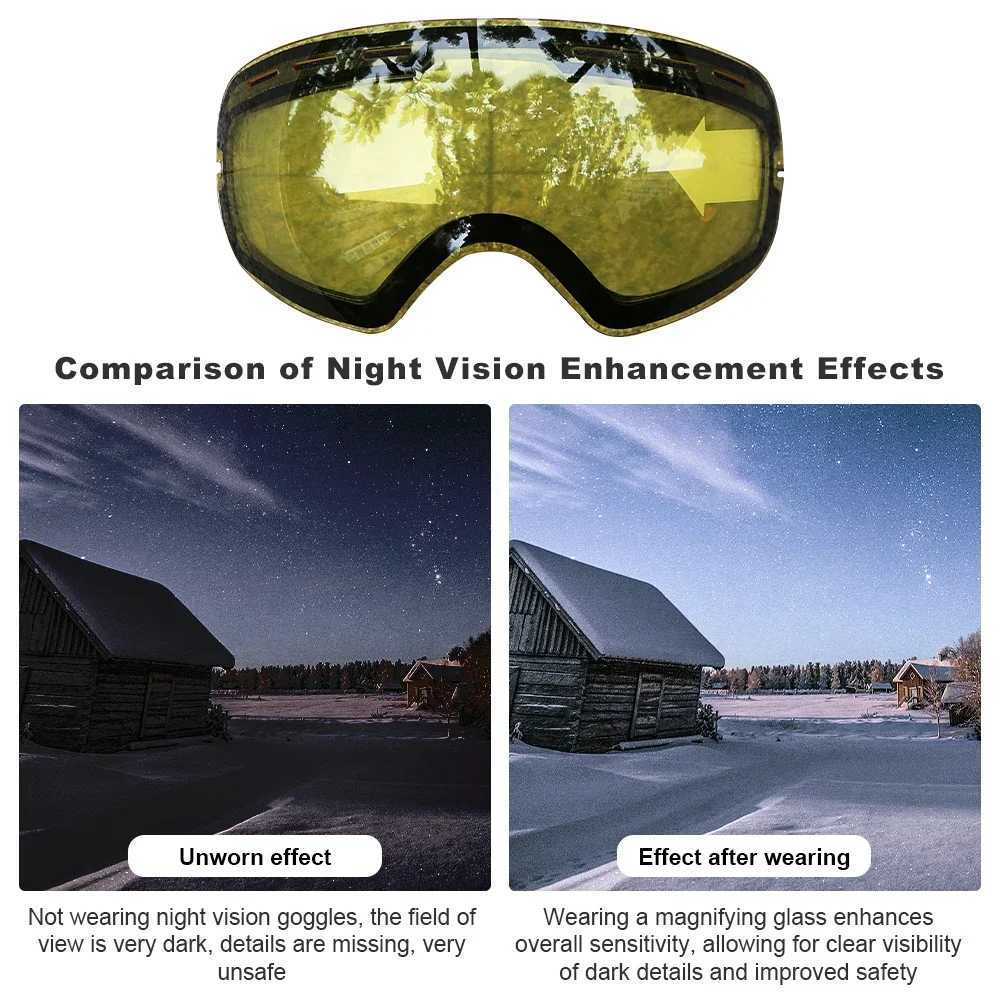 X-TIGER winter ski goggles womens ski goggles outdoor ski sunglasses UV400 lens anti fog comma model snow goggles CL241010