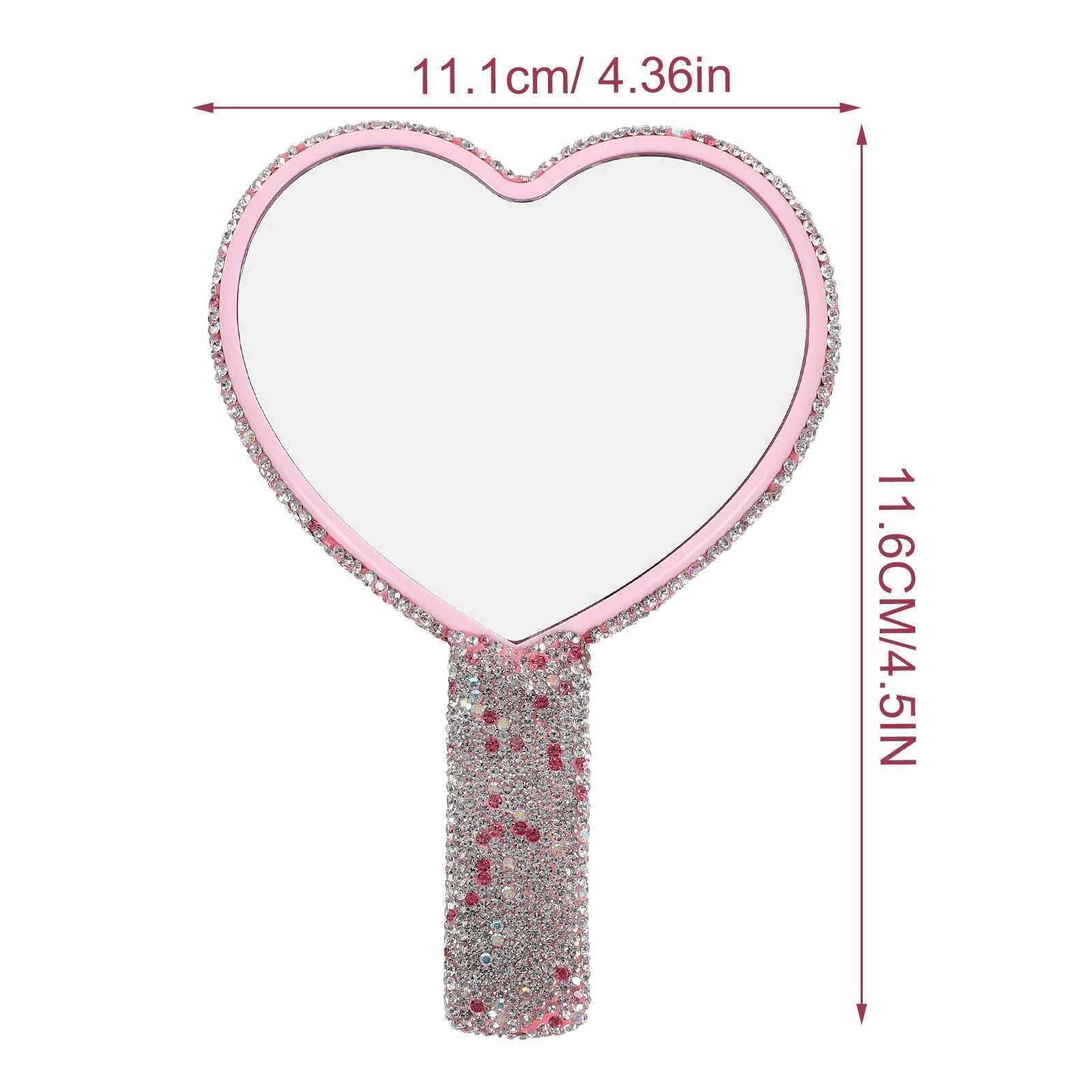 Bling Hand Hold Mirrors Crystal Makeup Handheld Travel Mini Wallet W240813