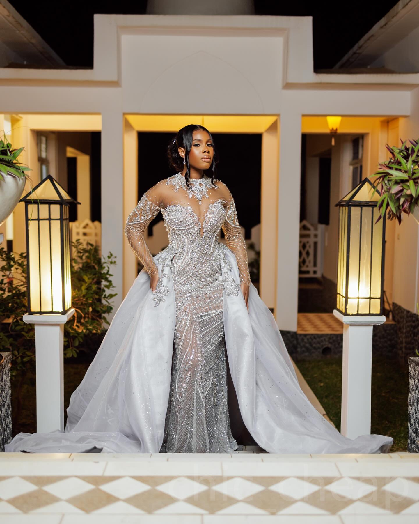 2024 Arabic Aso Ebi Plus Size Off White Illusion Mermaid Wedding Dresses Full Sleeves Sequined Lace Rhinestones Vintage Elegant Bridal Gowns Dress ZJ6