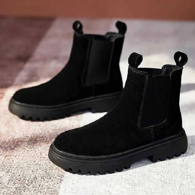 New Soft Leather Ankle Boots Autumn Flat Shoes Fashion Womens Plush Warm Winter M240921 Snow Boots Booties