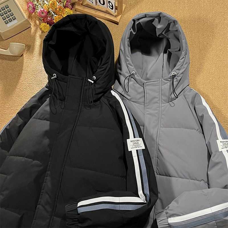 Men's Down Parkas Coat for Men for the Winter Outdoor Waterproof Ski Jacket Harajuku Fashion Worn Hooded Bubble Coat Hooded Puffer Jacket for Men
