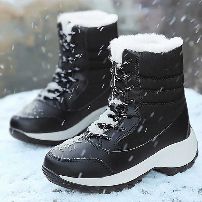 Women Boots Waterproof Heels Boots For Winter 2023 Tren Platform Ankle Boots Keep Warm Snow Shoes Plush Outdoor Short Boots Y241010