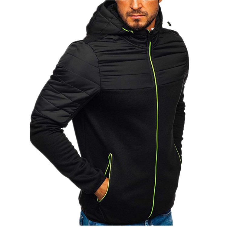 Men'S Sweatshirt Zip Up Men'S Winter Leisure Sports No Liner Quilted Zipper Hooded Transition Jacket Hoodie Moletons Masculinos M-4XL