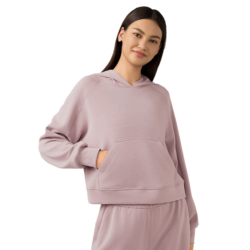 New autumn and winter windproof hooded sweatshirt for women's commuting, casual, loose, short, running, sports, long sleeved top DAW165