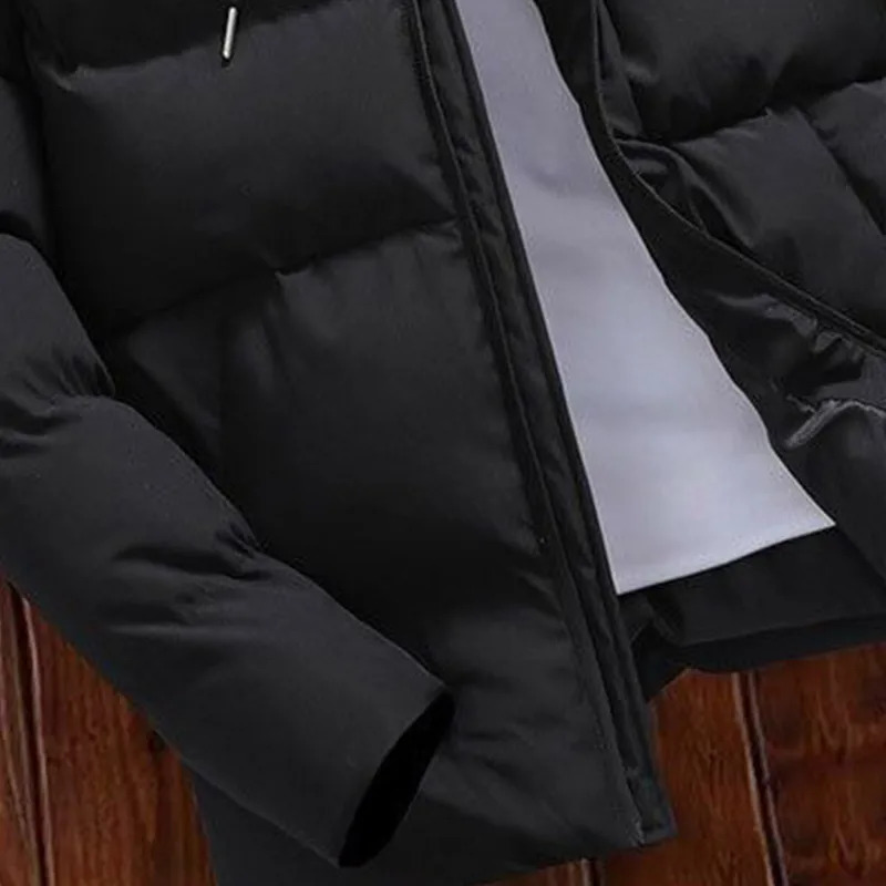 Winter KPOP Fashion Harajuku Long Sleeve Parkas Ultra Thin Top Loose Full Match Casual Thick Coat Zipper Mens Wear 241007